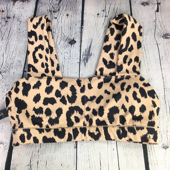 Allfenix Tan Animal Print Wide Strap Polyester Blend Sports Bra Women's Size L - Picture 8 of 14